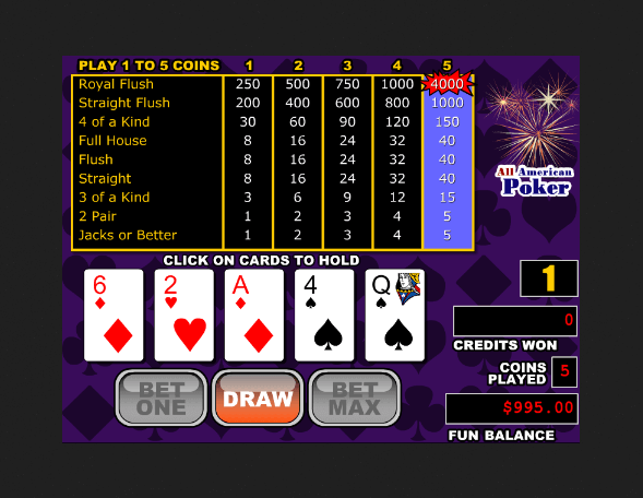 RTG All American Video Poker Details